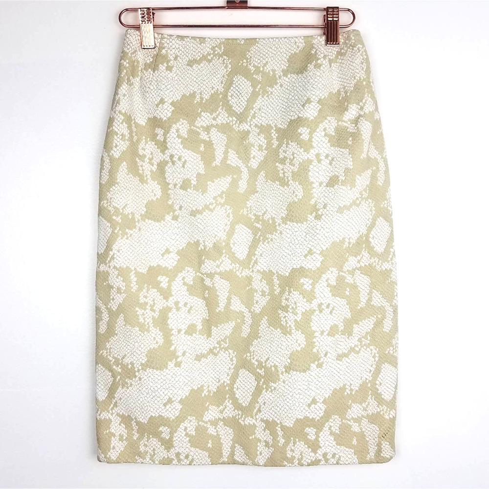 Escada | Snakeskin Print Skirt Leather Tan White